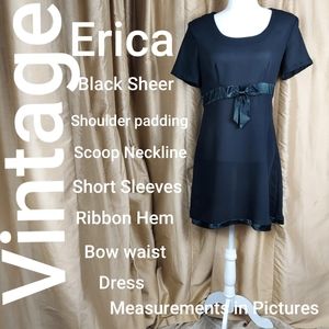 Vintage Erica black bow sheer dress size M